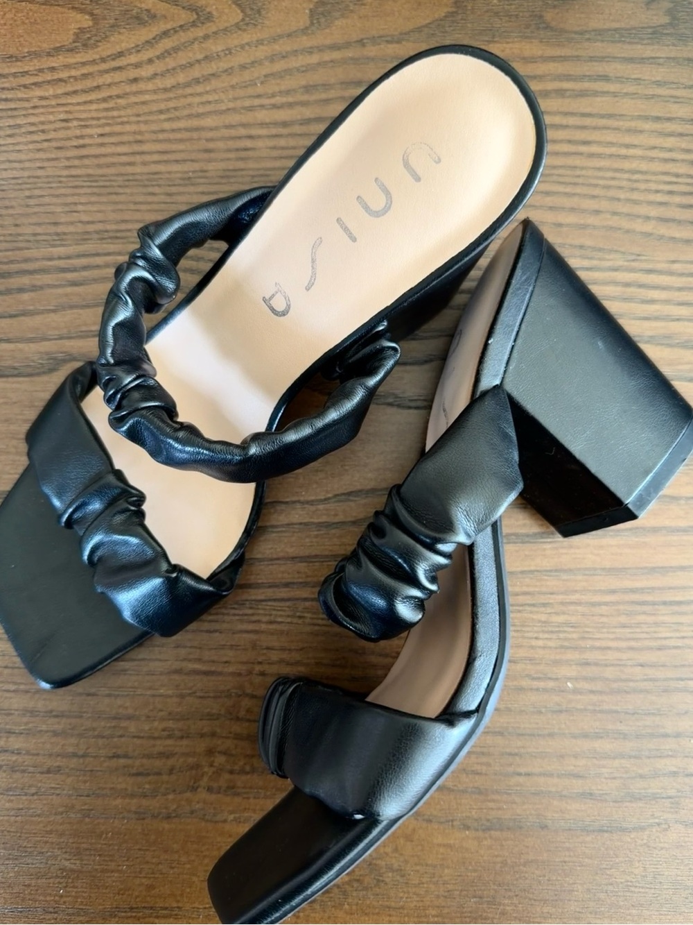 Unisa Black Two Strap Heels
